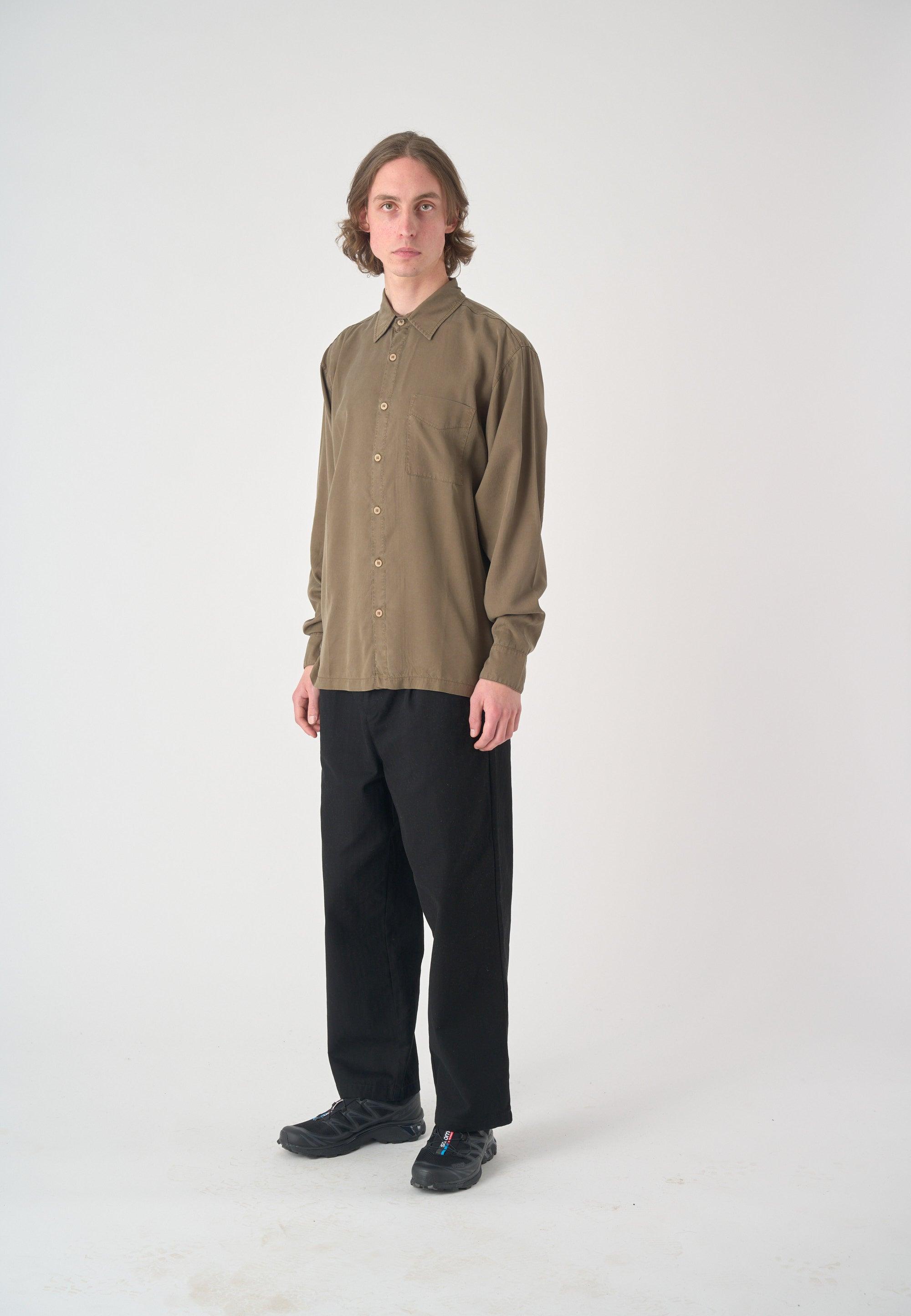 Cleptomanicx Oversized Easy Shirt Hemd Herren braun